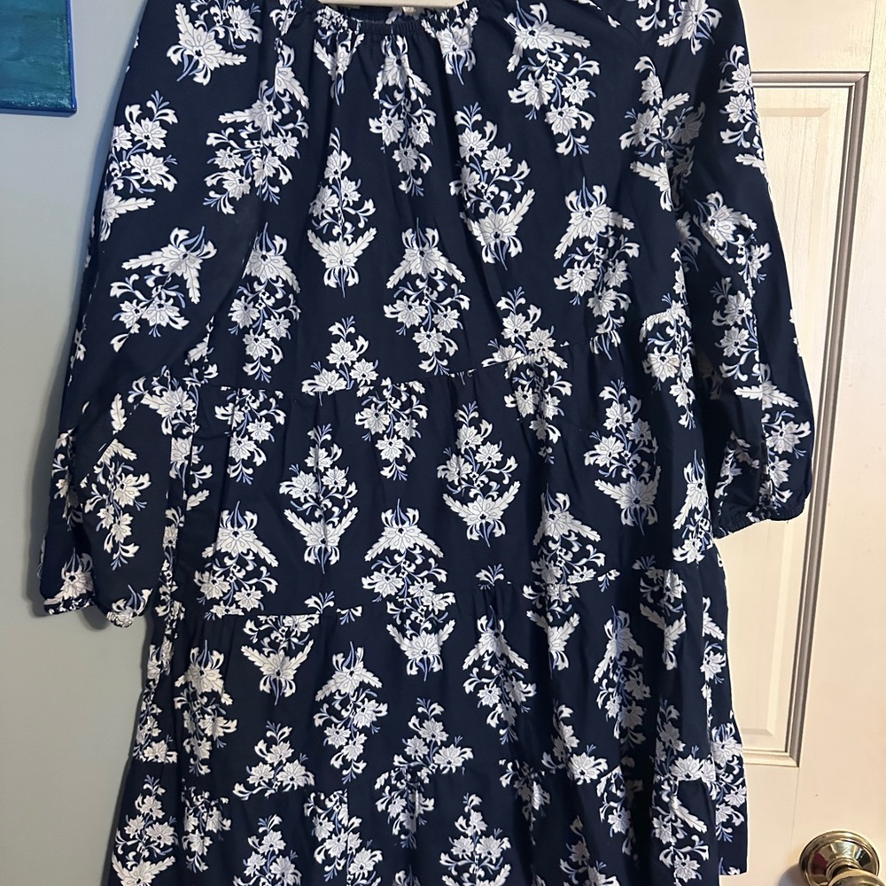 J. Crew Factory Navy and White Floral Dress